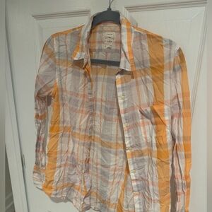 GAP boyfriend fit Orange and grey Plaid flannel shirt